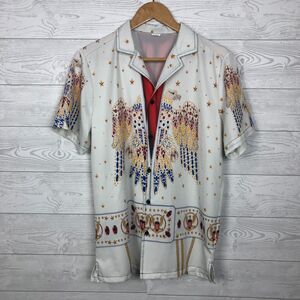 Elvis Presley Blue Summer Cosplay Costume Hawaiian Shirt Adult Size Small